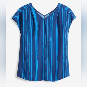 Sabié Stripe V-neck Blouse Blue/Navy Large